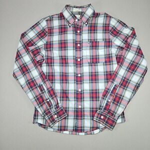 Abercrombie & Fitch Gray Moose logo Mens Plaid Button Down Long Sleeve  Large‎